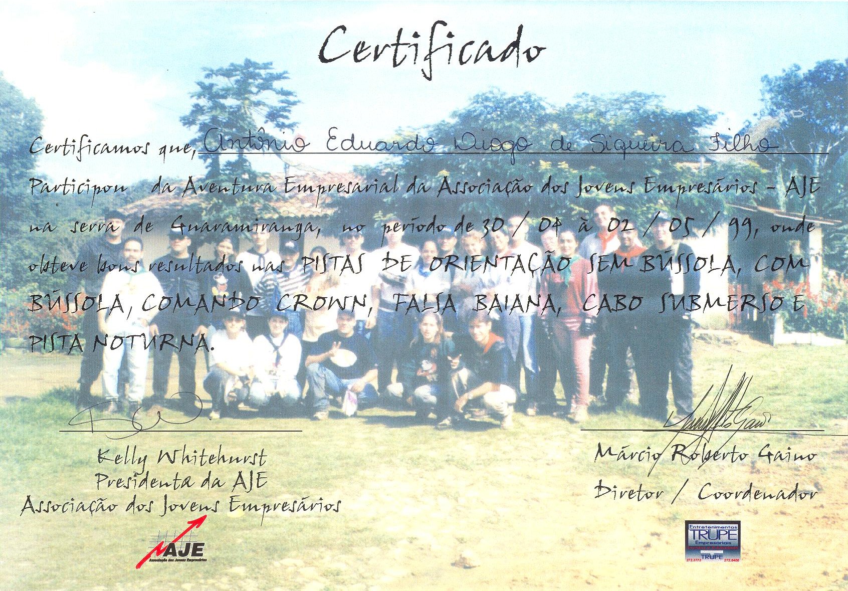 Certificados de Participação em Eventos de 1999